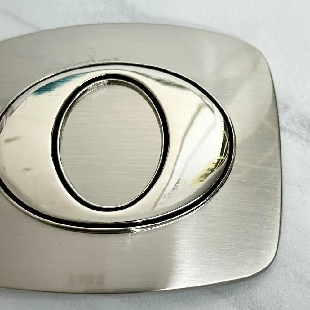 O Letter Initial Monogram Silver Tone Belt Buckle